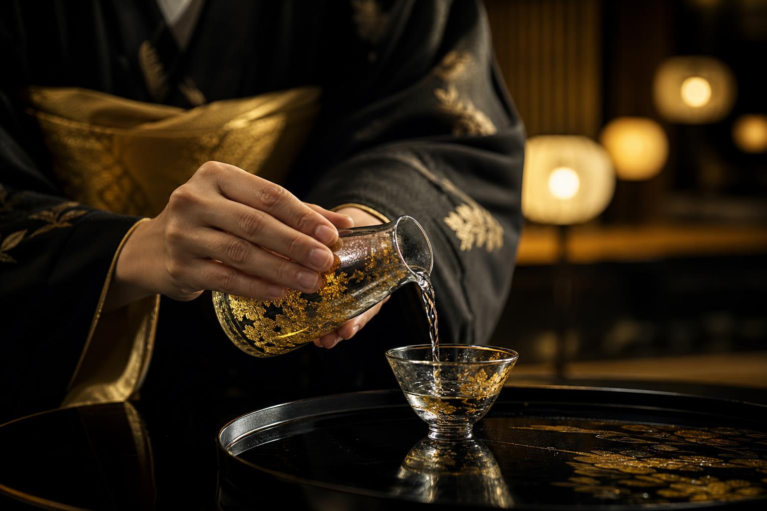 和装の手元と盃