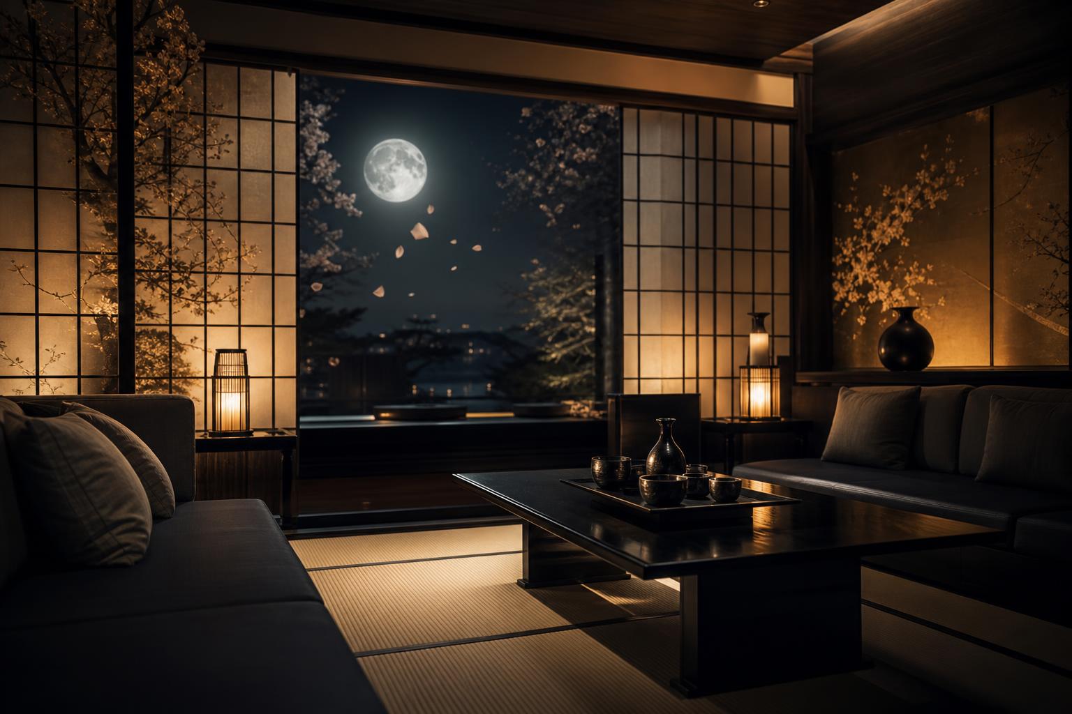月夜の和モダンラウンジ